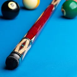 Spartan Billiards Pool Cue Stick – Crimson Stained Handle – Multi