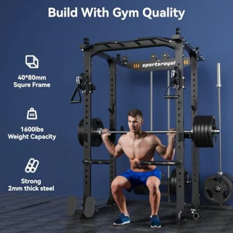 Sportsroyals Power Cage 1600lbs Multi-Function Rack Black