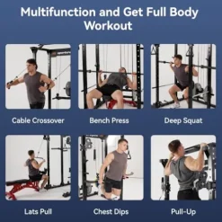 Sportsroyals Power Cage with Adjustable Cable Crossover System Black