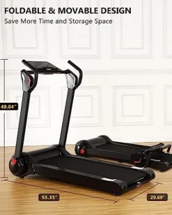 SPORTY&FIT Folding Treadmill 4.0Hp 400LBS Portable with LED Display Black