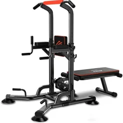 SQUATZ Pull-Up Workout Station with Bench Black