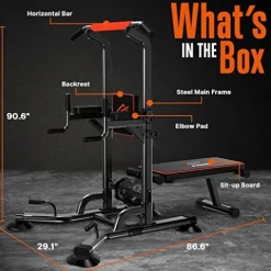 SQUATZ Pull-Up Workout Station with Bench Black