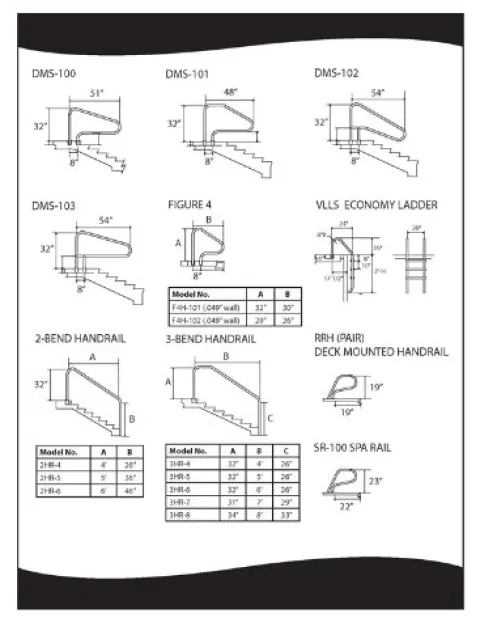 S.R. Smith Stainless Steel Braced Swimming Pool Handrail