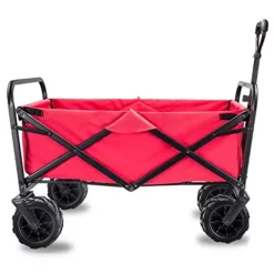 5sssallefaa Foldable Beach Cart Portable Garden Trolley 90kg Capacity Red