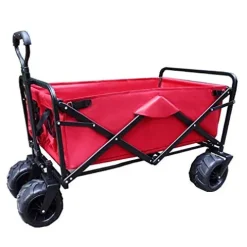 5sssallefaa Foldable Beach Cart Portable Garden Trolley 90kg Capacity Red