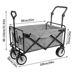 5sssallefaa Foldable Beach Cart Heavy Duty Utility Wagon 100kg Capacity