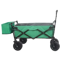 5sssallefaa Foldable Beach Cart Outdoor Folding Utility Wagon 4-Wheel Portable Fishing Trolley with Storage Basket