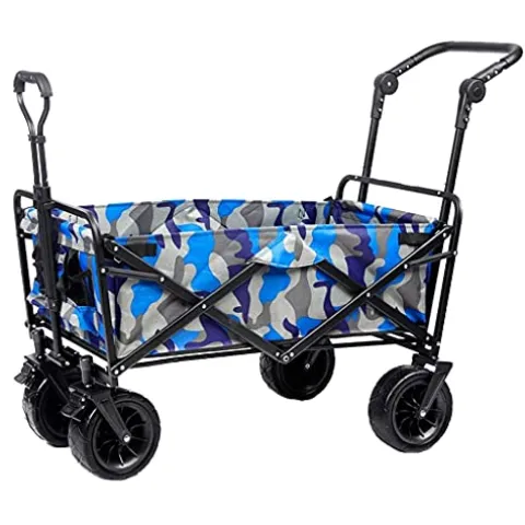 5sssallefaa Folding Camping Cart 4-Wheeled Utility Wagon Garden Trolley 100kg Load-Bearing