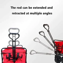 5sssallefaa Folding Camping Cart 4-Wheeled Utility Wagon Garden Trolley 100kg Load-Bearing