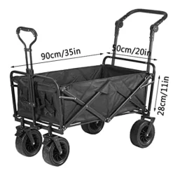 5sssallefaa Folding Camping Cart 4-Wheeled Utility Wagon Garden Trolley 100kg Load-Bearing
