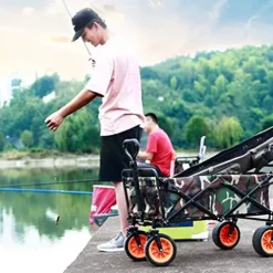5sssallefaa Folding Trolley Cart Outdoor Four-Wheel Wagon Multicolor