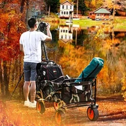 5sssallefaa Folding Trolley Cart Outdoor Four-Wheel Wagon Multicolor
