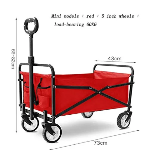 5sssallefaa Folding Trolley Cart Portable Garden Wagon 60 Kg Capacity Red