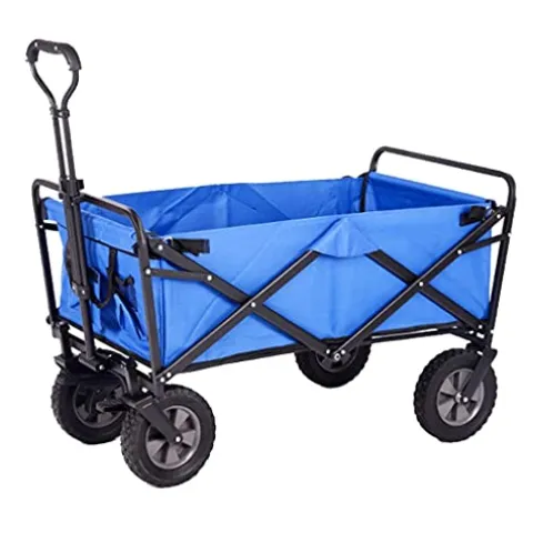 5sssallefaa Folding Utility Wagon 4-Wheeled Outdoor Cart with Brake 100KG Load Capacity