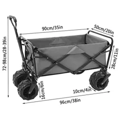 5sssallefaa Folding Utility Wagon Offroad Garden Transport Cart 85kg/187lbs