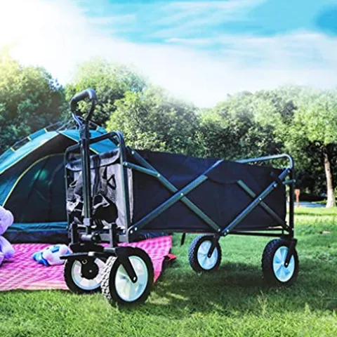 5sssallefaa Folding Utility Wagon Pull Along Cart for Outdoor Use, 60kg Load-Bearing