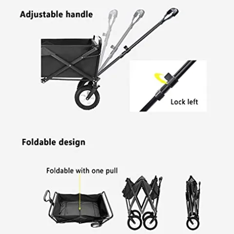 5sssallefaa Folding Utility Wagon Pull Along Cart for Outdoor Use, 60kg Load-Bearing