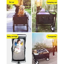 5sssallefaa Folding Utility Wagon Pull Along Cart for Outdoor Use, 60kg Load-Bearing