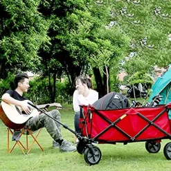 5sssallefaa Folding Wagon Garden Cart Red 105x43x85cm