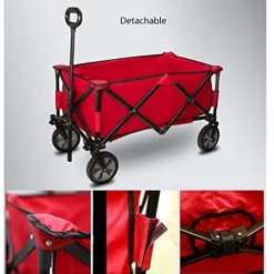 5sssallefaa Folding Wagon Garden Cart Red 105x43x85cm
