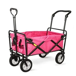 5sssallefaa Outdoor Folding Garden Wagon All-Terrain Cart for Kids Pink 75*85*50cm