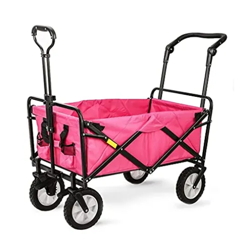 5sssallefaa Outdoor Folding Garden Wagon All-Terrain Cart for Kids Pink 75*85*50cm