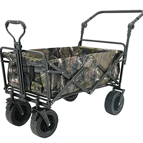 5sssallefaa Outdoor Folding Utility Wagon Cart with 4 Large Wheels Camouflage