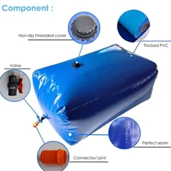 5sssallefaa Portable Soft Water Storage Bladder Cube 1800L Emergency Water Tank One Color