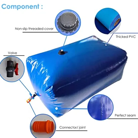5sssallefaa Portable Soft Water Storage Bladder Cube 1800L Emergency Water Tank One Color