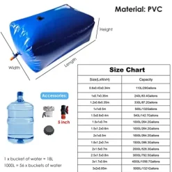 5sssallefaa Portable Water Storage Bag 1800L One Color