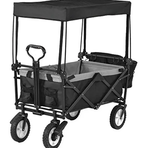 5sssallefaa Pull Along Folding Wagon Trolley Cart with Canopy