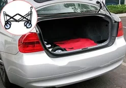 5sssallefaa Pull Along Folding Wagon Aluminium 80kg Portable Garden Cart with 4 Wheels Steel Brakes Forest Camouflage