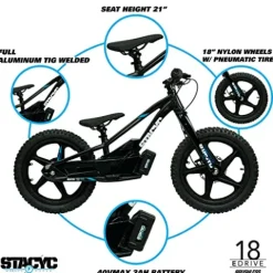 STACYC Brushless 18eDRIVE Electric Balance Bike for Kids Orange