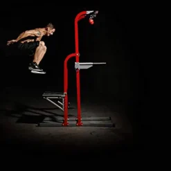 Stamina X Fortress Power Tower with Plyo Box – Dip Bar Pull Up Bar Station – Red