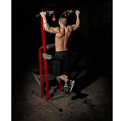 Stamina X Fortress Power Tower with Plyo Box – Dip Bar Pull Up Bar Station – Red