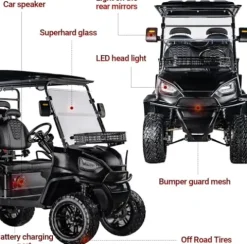 StandbyMe Electric Golf Cart 5000-Watt Motor 4-Seat 48V Battery Golf Utility Buggy Black