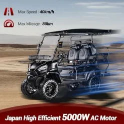 StandbyMe Electric Golf Cart 5000-Watt Motor 4-Seat 48V Battery Golf Utility Buggy Black