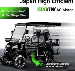 StandbyMe Golf Cart Electric 48V 5000W AC Motor 18 Inch Off Road Tires Black