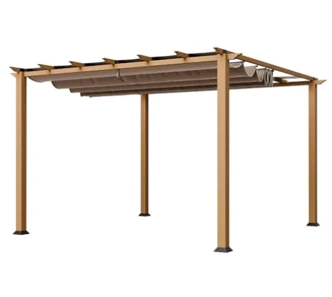 STC Valve 10′ H x 11′ W x 11′ D Pergola Cocoa, Sand, White