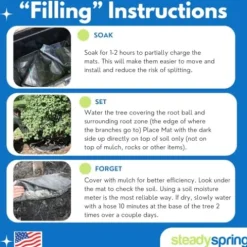 SteadySpring 24″ Smart Tree Watering Mat Auto Refills Rain Slow Release Technology