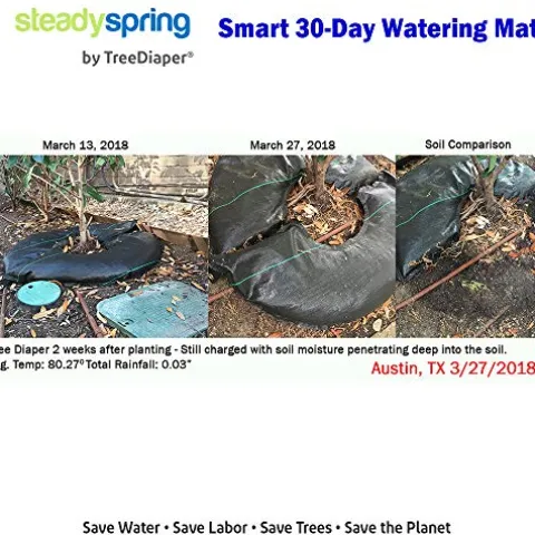 SteadySpring 24″ Smart Tree Watering Mat Auto Refills Rain Slow Release Technology