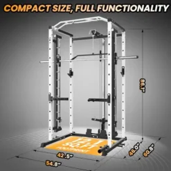 STMHOM Power Cage 1600 Lbs with Smithbar & LAT Pulldown White