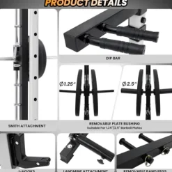 STMHOM Power Cage 1600 Lbs with Smithbar & LAT Pulldown White