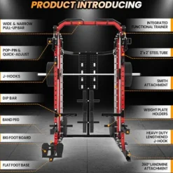 STMHOM Power Cage Smithmachine 2400 Lbs All-in-One Red