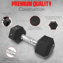 StrengthUSA Rubber Hex Dumbbell Set with Rack 550 lbs Black