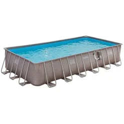 Summer Waves Elite 24′ x 12′ x 52″ Rectangular Above Ground Swimming Pool Set Gray