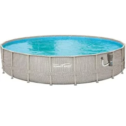 Summer Waves 20ft x 48in Above Ground Swimming Pool Set with Ladder & Cover Gray