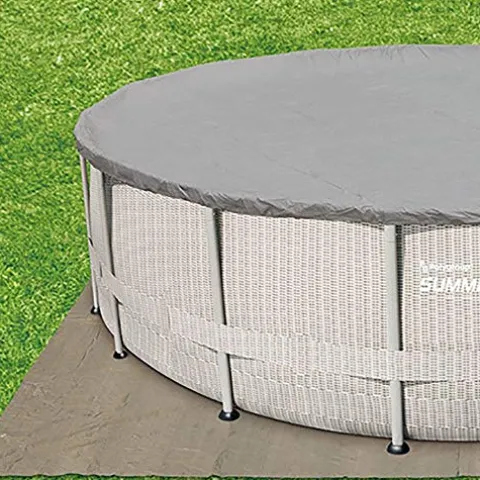 Summer Waves 20ft x 48in Above Ground Swimming Pool Set with Ladder & Cover Gray