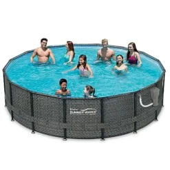 Summer Waves 16ft x 48in Above Ground Pool Set with Pump & Accessories Dark Herringbone