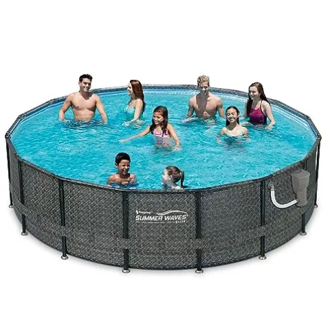 Summer Waves 16ft x 48in Above Ground Pool Set with Pump & Accessories Dark Herringbone